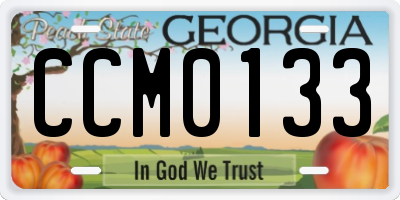 GA license plate CCM0133