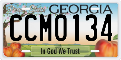 GA license plate CCM0134