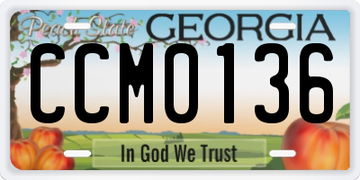 GA license plate CCM0136