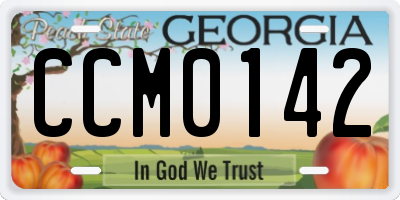 GA license plate CCM0142
