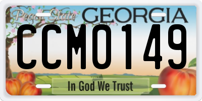 GA license plate CCM0149