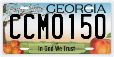 GA license plate CCM0150