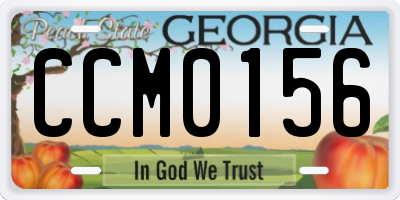 GA license plate CCM0156