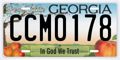 GA license plate CCM0178