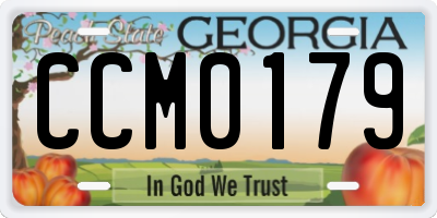 GA license plate CCM0179