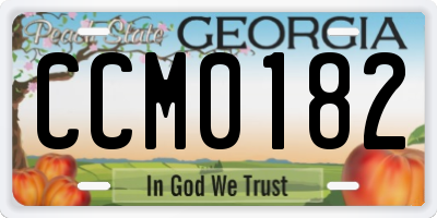GA license plate CCM0182