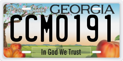 GA license plate CCM0191