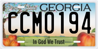 GA license plate CCM0194