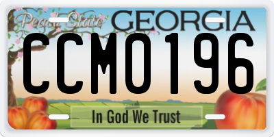 GA license plate CCM0196