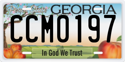 GA license plate CCM0197