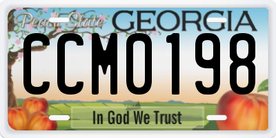 GA license plate CCM0198