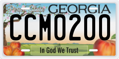 GA license plate CCM0200