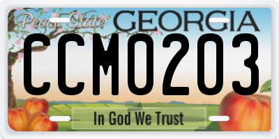 GA license plate CCM0203