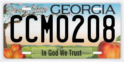 GA license plate CCM0208