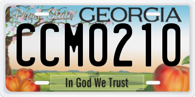 GA license plate CCM0210