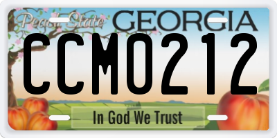GA license plate CCM0212