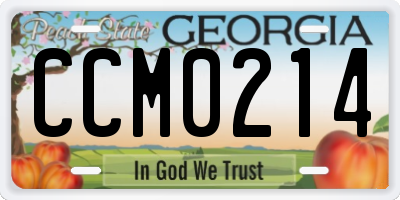 GA license plate CCM0214