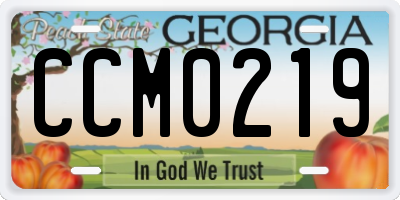 GA license plate CCM0219