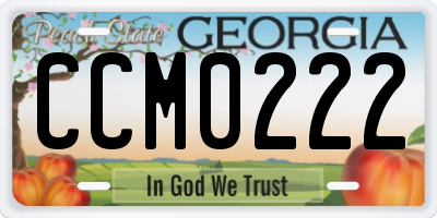 GA license plate CCM0222