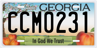 GA license plate CCM0231
