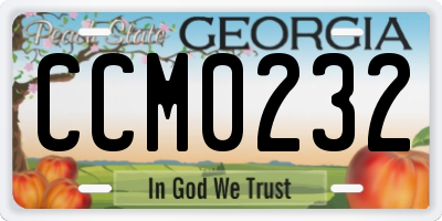 GA license plate CCM0232