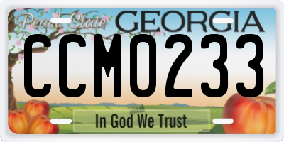 GA license plate CCM0233