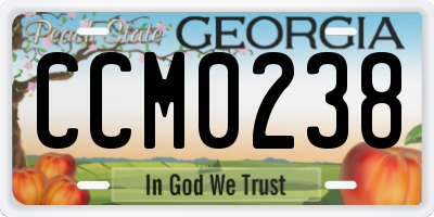 GA license plate CCM0238