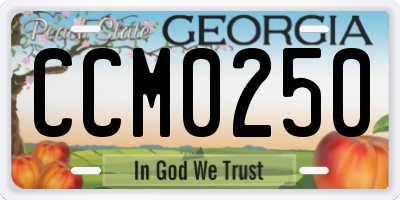 GA license plate CCM0250