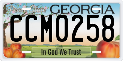 GA license plate CCM0258