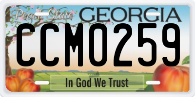 GA license plate CCM0259