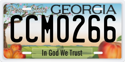 GA license plate CCM0266