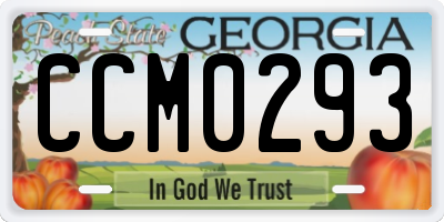 GA license plate CCM0293