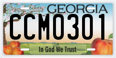 GA license plate CCM0301