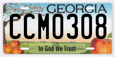 GA license plate CCM0308