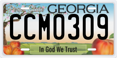GA license plate CCM0309