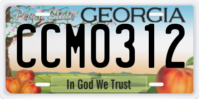 GA license plate CCM0312