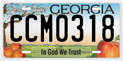 GA license plate CCM0318