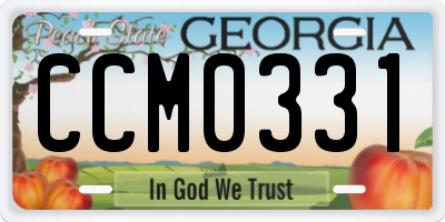 GA license plate CCM0331
