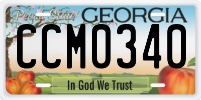 GA license plate CCM0340