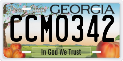 GA license plate CCM0342