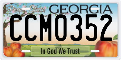 GA license plate CCM0352