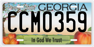 GA license plate CCM0359