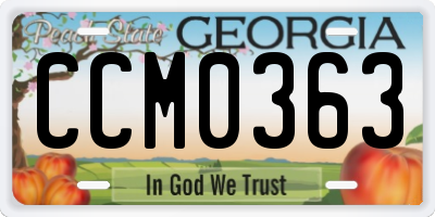 GA license plate CCM0363
