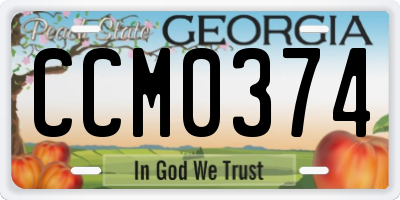 GA license plate CCM0374