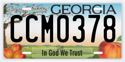 GA license plate CCM0378