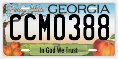 GA license plate CCM0388