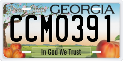 GA license plate CCM0391