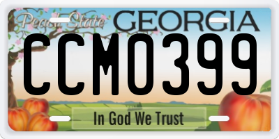 GA license plate CCM0399