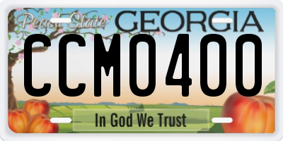 GA license plate CCM0400