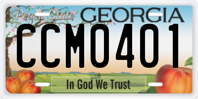 GA license plate CCM0401